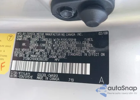 2009 Lexus Rx 350 from USA, damaged, VIN 2T2GK31U49C060387